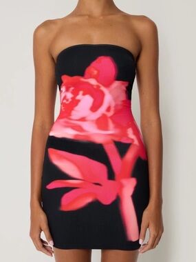 Khy - SMOOTH STRETCH STRAPLESS MINI DRESS | BLACK PEONY